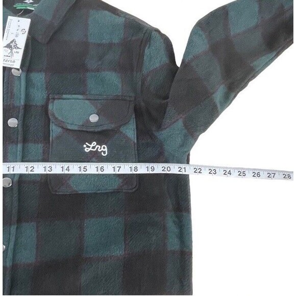 Lifted Research Group LRG Flannel Fleece Shacket Medium Black Plaid Snap NWT - Picture 5 of 6